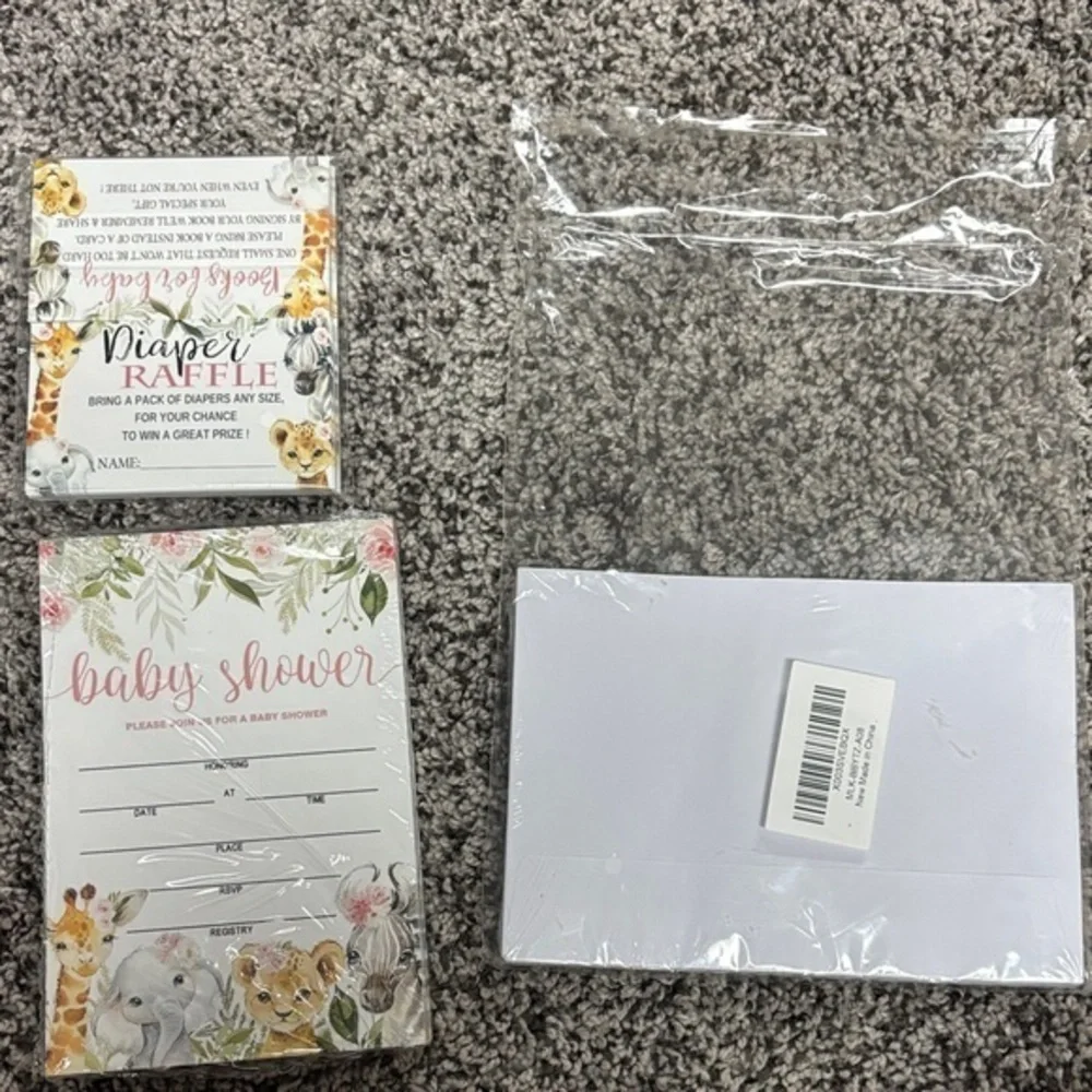 Floral Baby Shower Invitation and Diaper Raffle Set